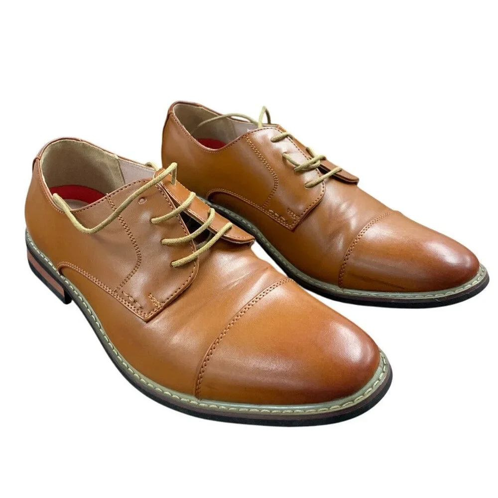 Bruno Mars Mens Size 11 Chestnut Brown Faux Leather Lace Up Oxford Formal Shoes